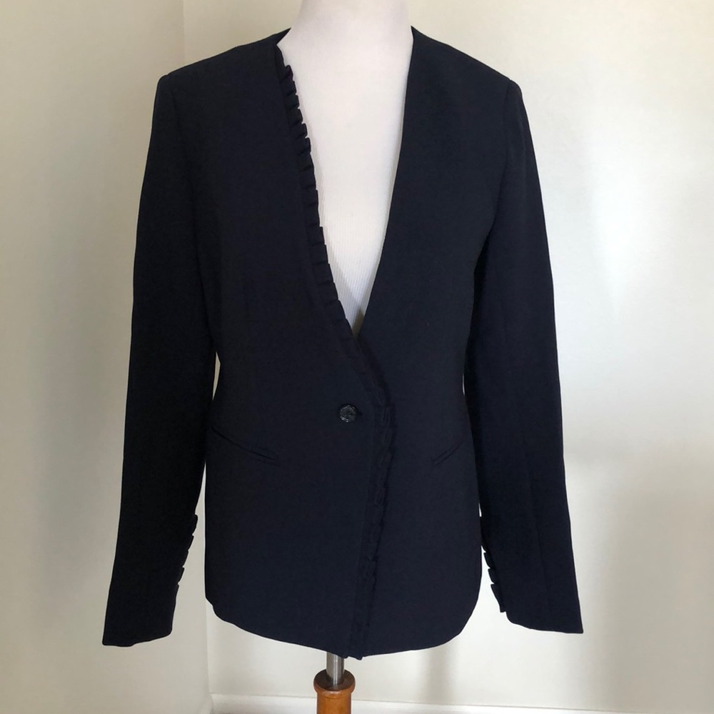 Banana Republic Navy Blazer with Pleated Ruffle
